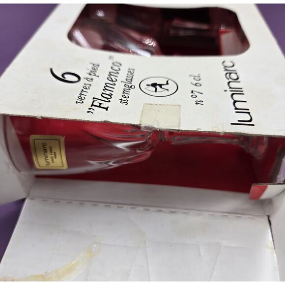 Set 6 Luminarc Flamenco Stemware Cordial Glasses New/Old Stock Open Box - Picture 6 of 8